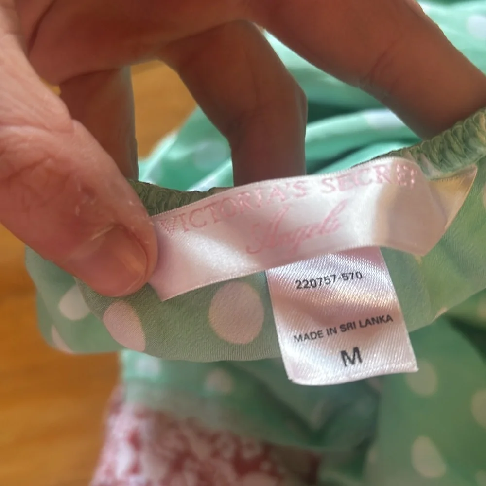 Y2K Victoria’s Secret Angels Polka Dot Mint Baby Doll Chemise Nightgown